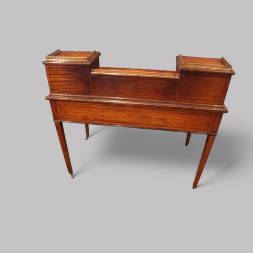 Edwardian inlaid satinwood writing table rear