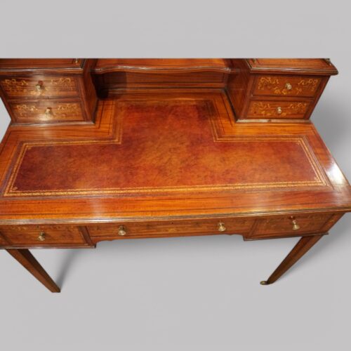 Edwardian inlaid satinwood writing table writing surface