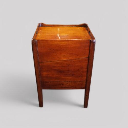 Georgian inlaid bedside chest rear