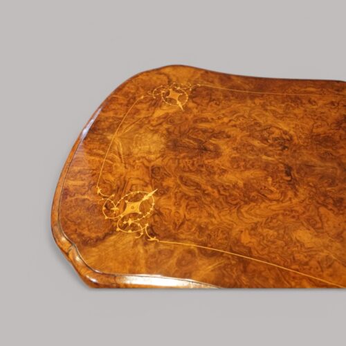 Victorian inlaid walnut card table end