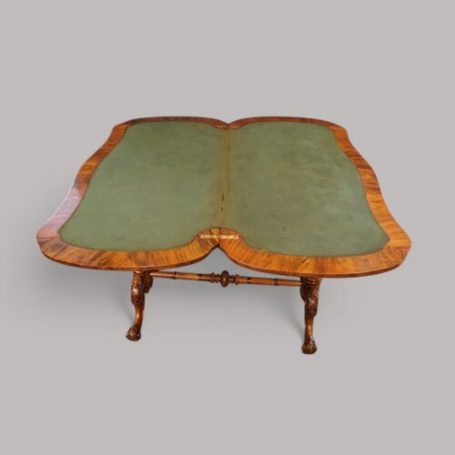 Victorian inlaid walnut card table open