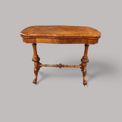 Victorian inlaid walnut card table side (2)