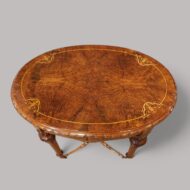 Victorian inlaid walnut oval table top