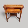 Victorian inlaiid rosewood envelope card table drawer open