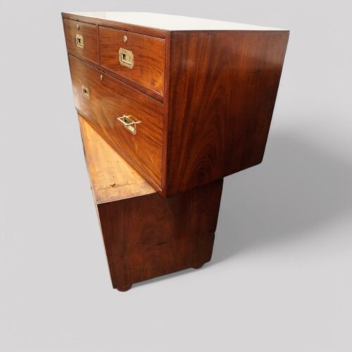 Victorian mahogany military chest 2 part