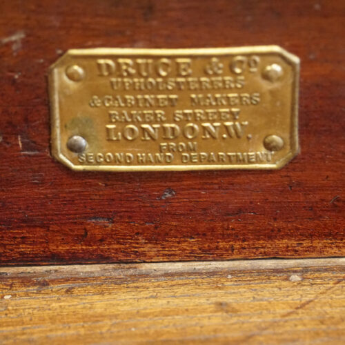 Edwardian inlaid mahogany pedestal desk Druce & co label