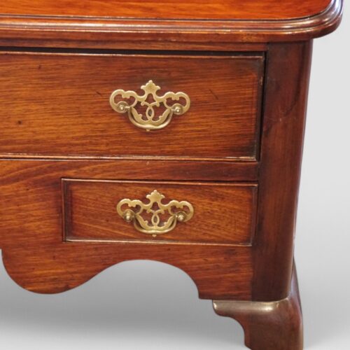 George II red walnut lowboy detail handle