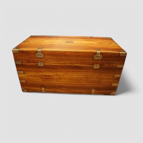 Victorian brass bound campaign trunk front