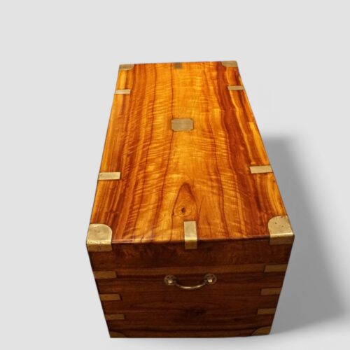 Victorian brass bound campaign trunk top end