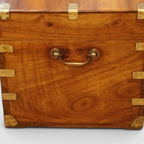 Victorian camphor wood campaign chest end detail
