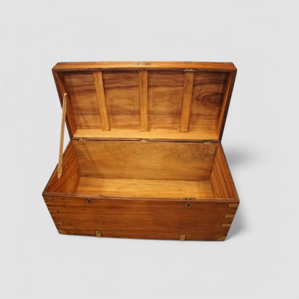 Victorian camphor wood campaign chest interior