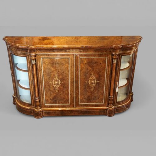 Victorian inlaid walnut 4 door credenza