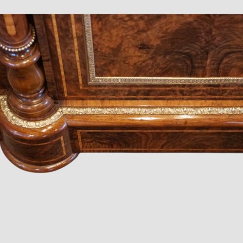 Victorian inlaid walnut 4 door credenza gilt mouldig to plinth