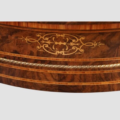 Victorian inlaid walnut 4 door credenza plinth inlay