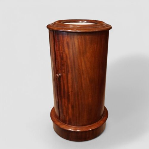 Victorian mahogany cylindrical bedside cabinet