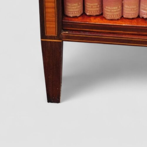 Tall Edwardian inlaid open bookcase leg