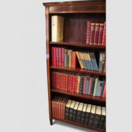 Tall Edwardian inlaid open bookcase uprights