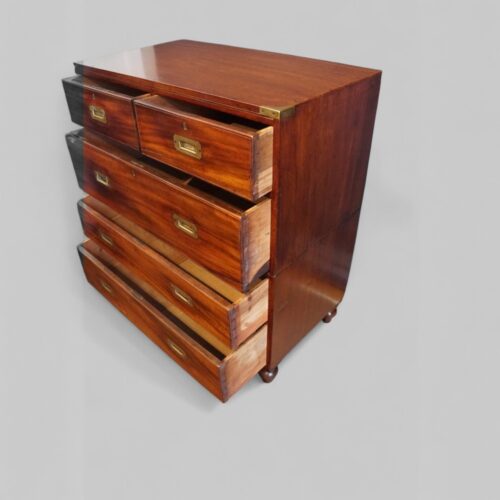 Victorian campaign chest drawers open