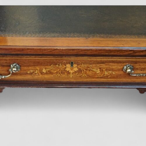 Victorian inlaid rosewood writing table inlay centre drawer