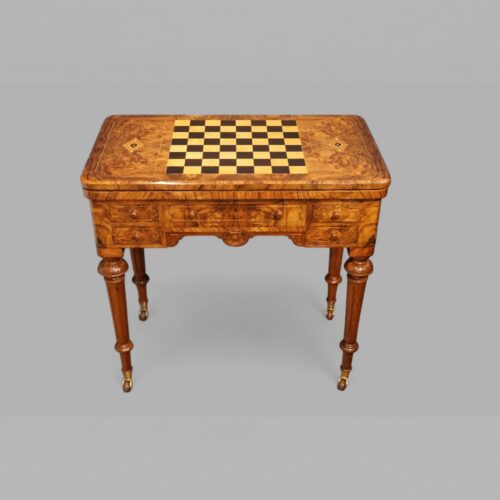 Victorian inlaid walnut games table