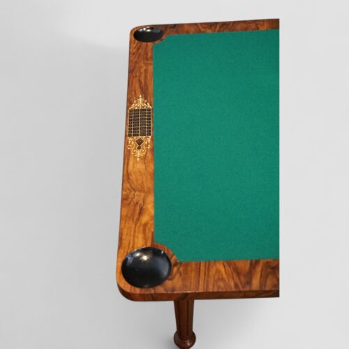 Victorian inlaid walnut games table counter cups