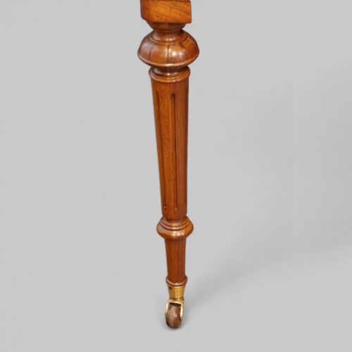 Victorian inlaid walnut games table leg