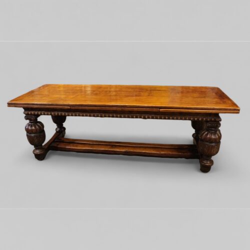 Victorian oak draw leaf dining table in the Elizabethan style