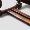 Victorian oak draw leaf dining table in the Elizabethan style double stretcher