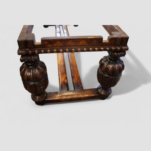 Victorian oak draw leaf dining table in the Elizabethan style end base