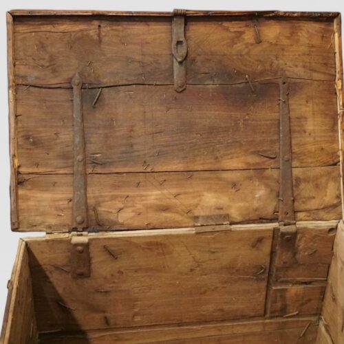 Colonial hardwood merchants chest lid interior