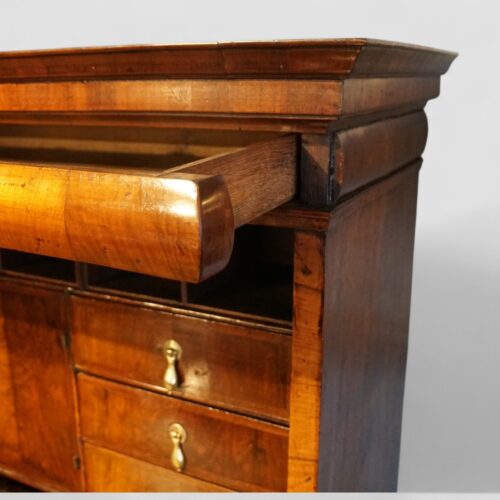 Early 18thc walnut escritoire cushion drawer