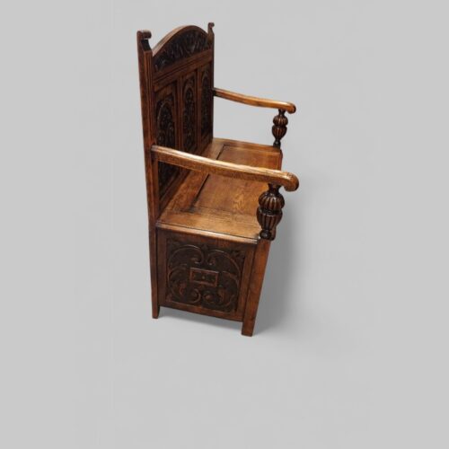 Edwardian golden oak settle end