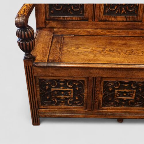 Edwardian golden oak settle panels