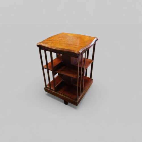 Edwardian inlaid mahogany revolving bookcase 2