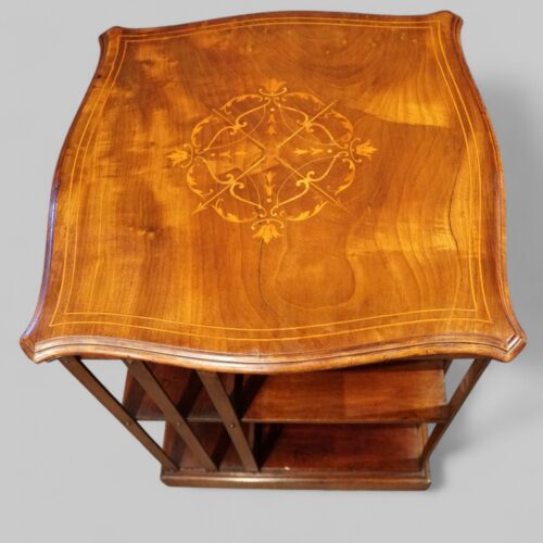 Edwardian inlaid mahogany revolving bookcase