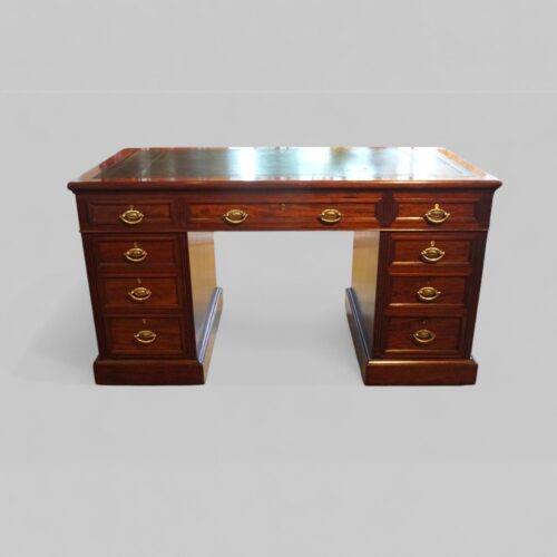 Edwardian mahogany pedestal desk front