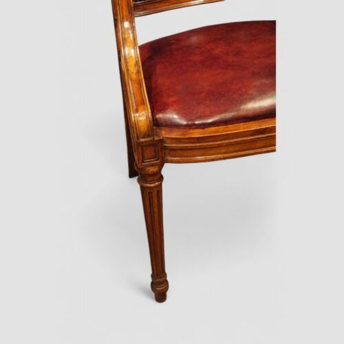 Pair of Walnut desk chairs front leg
