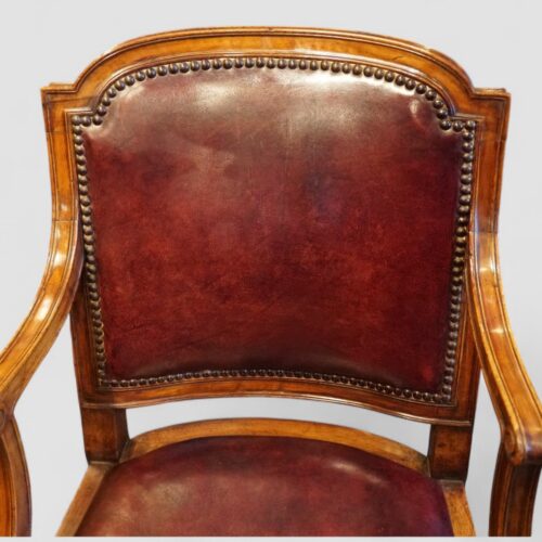 Pair of Walnut desk chairs leather back 2