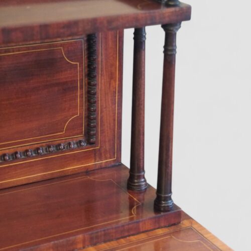 Regency mahogany inlaid chiffonier door turned supports