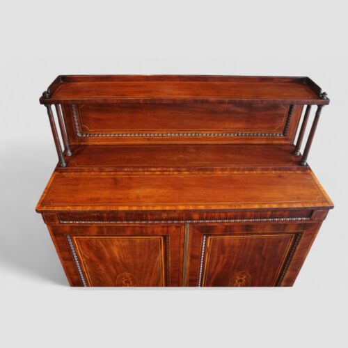 Regency mahogany inlaid chiffonier upstand