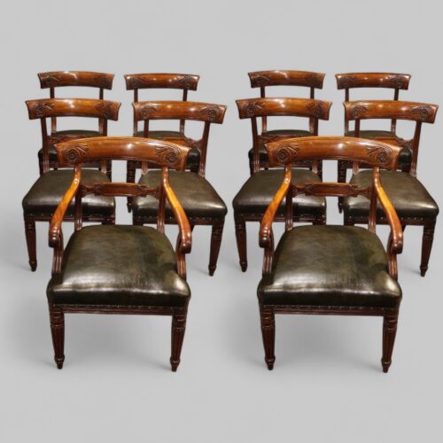 Set of 10 William IV mahogany dining chairs