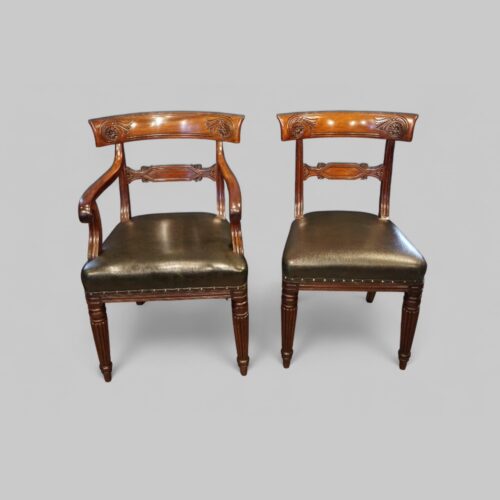 Set of 10 William IV mahogany dining chairs armchair and side chair