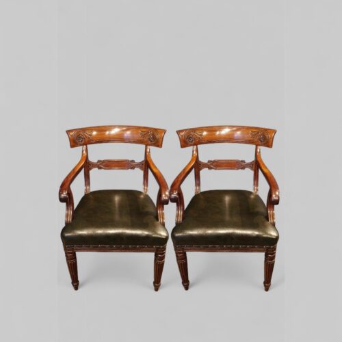 Set of 10 William IV mahogany dining chairs pair armchairs