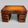 Victorian mahogany pedestal desk drawers open