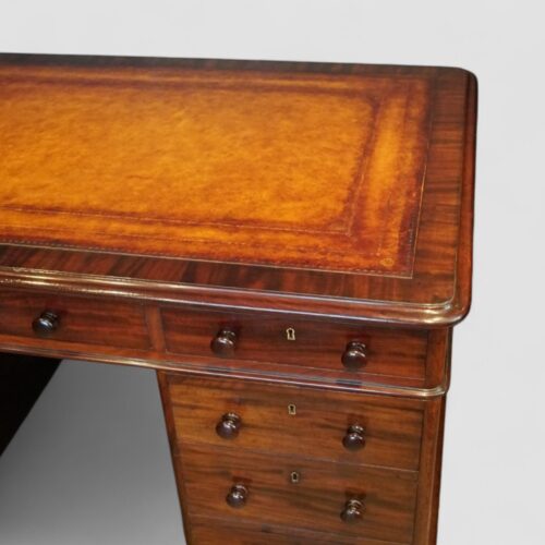 Victorian mahogany pedestal desk front corner
