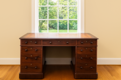 Victorian mahogany pedestal desk in a study