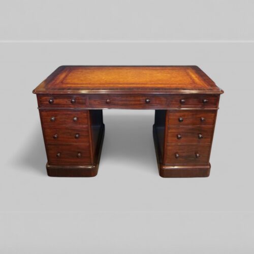 Victorian mahogany pedestal desk rear