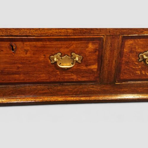 Antique oak cabriole leg dresser base brass plate handle