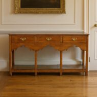 Antique oak pot board dresser base in situ
