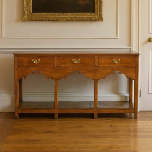 Antique oak pot board dresser base in situ
